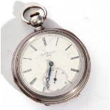 Last quarter of 19th century gents Swiss white metal cased pocket watch by Auguste Montandon of