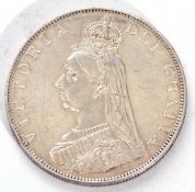 Victorian silver double florin, 1887