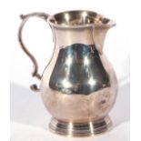 George III silver sparrowbeak cream jug, the baluster body with a scrolled handle over a ribbed