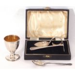 Mixed Lot: comprising a Chester hallmarked silver baby's spoon and food pusher, a Birmingham