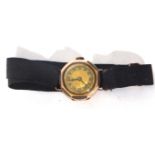 Ladies second quarter of 20th century Buren import hallmarked 9ct gold cased wrist watch, blued