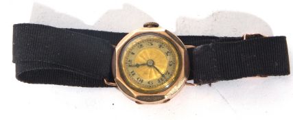 Ladies second quarter of 20th century Buren import hallmarked 9ct gold cased wrist watch, blued