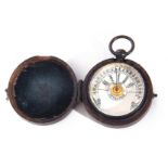 Mid/Late Victorian gilt metal cased pocket pocket damp meter with blued steel hand to a black