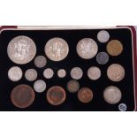 George VI specimen coin set 1937 running from crown to farthing plus an additional small case of