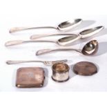 Mixed Lot of various silver wares to include a George III Fiddle pattern sauce ladle by William Eley