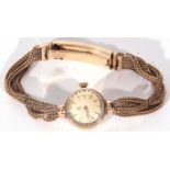 Ladies third quarter of 20th century hallmarked 9ct gold cased Omega wrist watch, gold hands to a