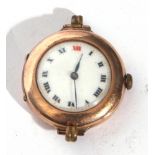 Ladies first quarter of 20th century 9ct gold cased wrist watch with blued steel hands to a white