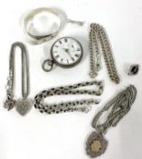 Mixed Lot: a George IV silver pocket watch, the case hallmarked London 1826, two silver/white