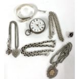 Mixed Lot: a George IV silver pocket watch, the case hallmarked London 1826, two silver/white