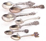 Mixed Lot: 19th century and later novelty silver and white metal spoons comprising a Victorian