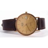 Gents last quarter of 20th century 9ct gold cased Zales wrist watch with quartz movement, gold hands