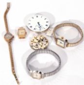 Mixed Lot: five ladies wrist watches including three with metal bracelets, together with two watch