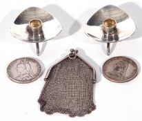 Mixed Lot comprising two Victorian silver double florins, worn condition, together with a pair of