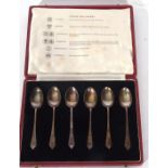 Set of six Edward VII silver tea or coffee spoons in a fitted fabric lined case, Glasgow 1909,