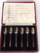 Set of six Edward VII silver tea or coffee spoons in a fitted fabric lined case, Glasgow 1909,
