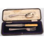 Mixed Lot: comprising a George V silver presentation spoon inscribed 'Holly', Sheffield 1915, a case