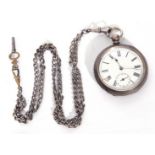 Gents last quarter of 19th century Continental white metal cased pocket watch with key wind,