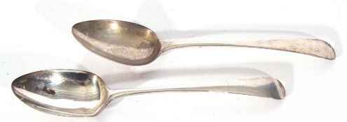 Pair of George III silver table spoons, Old English pattern, London 1798, makers Peter and Anne