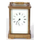 Last quarter of 19th/first quarter of 20th century French large brass and glass cased carriage clock