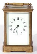 Last quarter of 19th/first quarter of 20th century French large brass and glass cased carriage clock