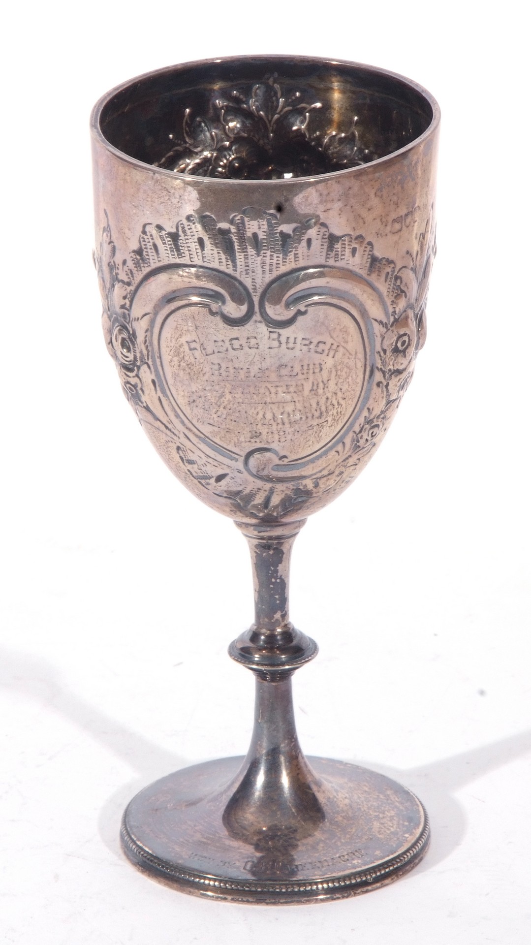 Late 19th or early 20th century silver goblet decorated with floral detail, the cartouche engraved - Image 3 of 5