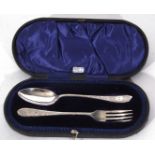 Late Victorian presentation or christening child's spoon and fork, Sheffield 1897, maker John