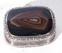 18th or early 19th century silver banded agate mounted vinaigrette of hinged rectangular form, the