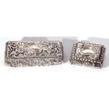 Mixed Lot comprising a late Victorian silver dressing table box of hinged rectangular form decorated