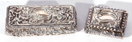 Mixed Lot comprising a late Victorian silver dressing table box of hinged rectangular form decorated