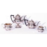 Good quality early 19th century Sheffield silver plate on copper three piece tea service with gilt