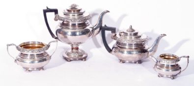 Good quality early 19th century Sheffield silver plate on copper three piece tea service with gilt