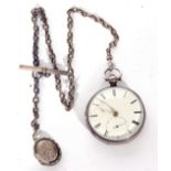 Gents first quarter of 20th century hallmarked silver cased key wind pocket watch, silver hands to a