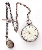 Gents first quarter of 20th century hallmarked silver cased key wind pocket watch, silver hands to a