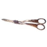 Edward VII silver grape shears of typical form, Sheffield 1903, maker George Hape, 18cm long