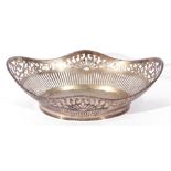 20th century Dutch 835grade silver/white metal table basket of pierced form with beaded edge detail,