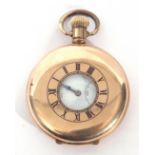 Gents first/second quarter of 20th century gold plated presentation half-hunter pocket watch, the