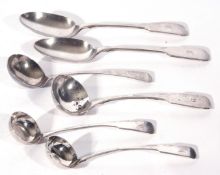 Collection of various silver flatware comprising a pair of silver Fiddle pattern table spoons,
