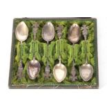 Set of six late 19th or early 20th century German white metal 800grade tea spoons with Maltese cross