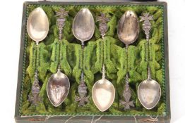 Set of six late 19th or early 20th century German white metal 800grade tea spoons with Maltese cross