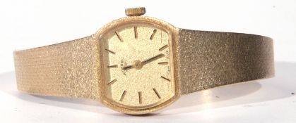 Ladies first quarter of 21st century 9ct gold cased wrist watch with shaped rectangular dial,