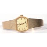 Ladies first quarter of 21st century 9ct gold cased wrist watch with shaped rectangular dial,