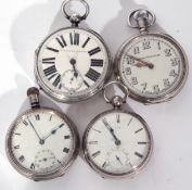 Mixed Lot of four 19th/20th century hallmarked silver cased pocket watches in various conditions,