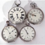 Mixed Lot of four 19th/20th century hallmarked silver cased pocket watches in various conditions,