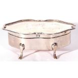 Edward VII silver trinket box of shaped oval form, reeded border to a hinged lid with silk and