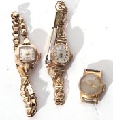 Mixed Lot: ladies last quarter of 20th century import hallmarked 9ct gold cased wrist watch by