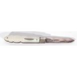 George V mother of pearl mounted and silver bladed folding fruit knife, Sheffield 1924, makers
