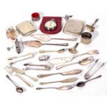 Mixed Lot comprising two silver plated cigarette cases, various silver plated cutlery, small