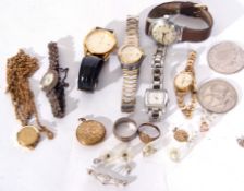 Mixed Lot: two gents wrist watches, four ladies wrist watches, gold plated locket, two Elizabeth