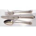 Elizabeth II christening presentation cased set of silver fork, spoon and silver handled steel