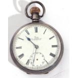 First quarter of 20th century gents hallmarked silver cased pocket watch with button wind, having